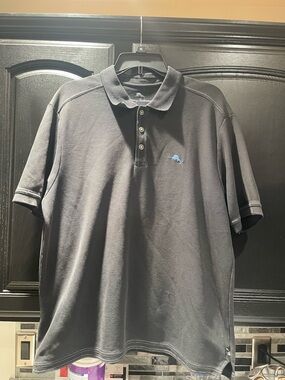 Tommy Bahama IslandZone Supima Polo Shirt Men's L Short Sleeve Black W/ Marlin